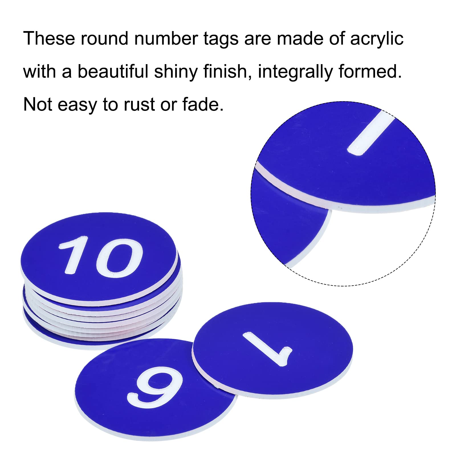 10 Targhette Numerate Acrilico - Numeri Da 1 A 10 Con Foro Per Chiavi, Bagagli, Decorazione - Foto 4