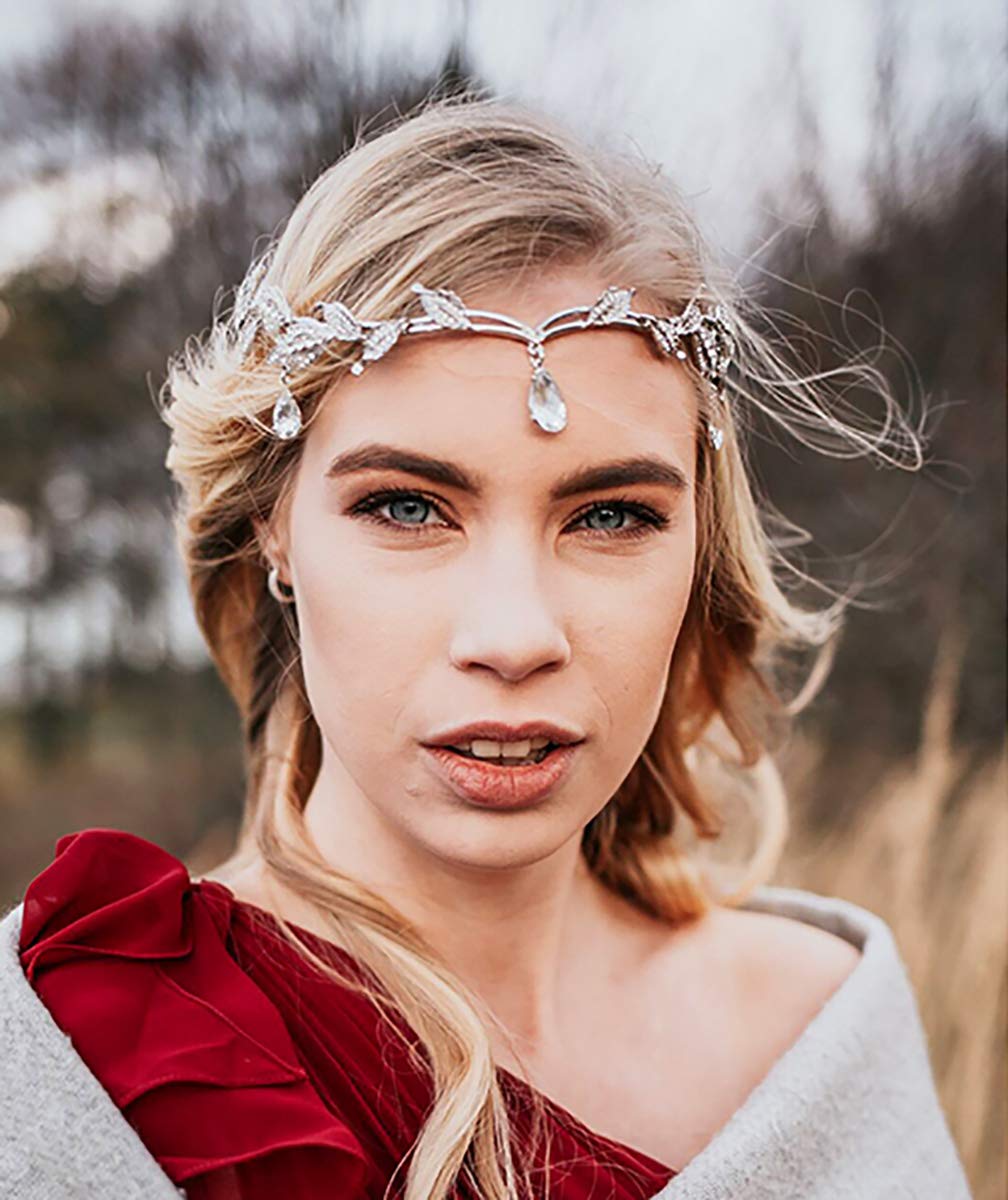 Remedios Rhinestone Leaf Wedding Tiara Headband for Brides, Rose Gold Crown Headband for Pageants Wedding Prom Birthday : Beauty