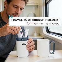 Vista 5 de Estuche de viaje para cepillos de dientes, soporte para cepillos de dientes y taza de enjuague con asa, funda multifuncional para cepillos