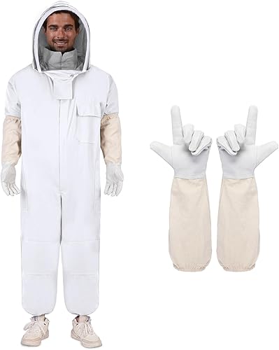 Traje de abeja para hombres y mujeres, traje de apicultor con guantes de apicultura, traje de apicultura con capucha de velo, traje de apicultura de Traje de abeja para hombres y mujeres, traje de apicultor con guantes de apicultura, traje de apicultura con capucha de velo, traje de apicultura de