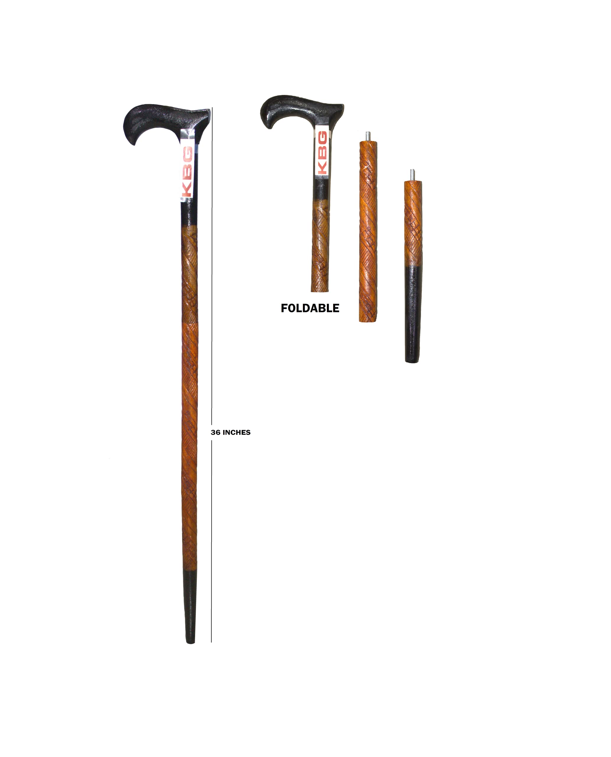 Kbg Surgical 1 Leg Wooden Double Fold Old People Walking Stick - Unisex (Gold Brown)