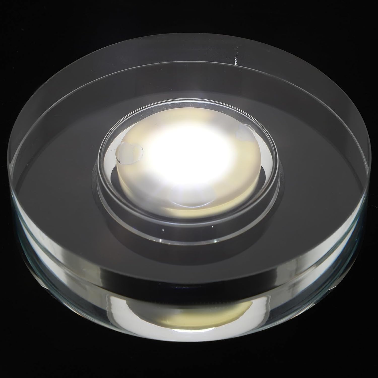 Glass Lighted Display Base Turntable 80mm USB Rechargeable Rotating