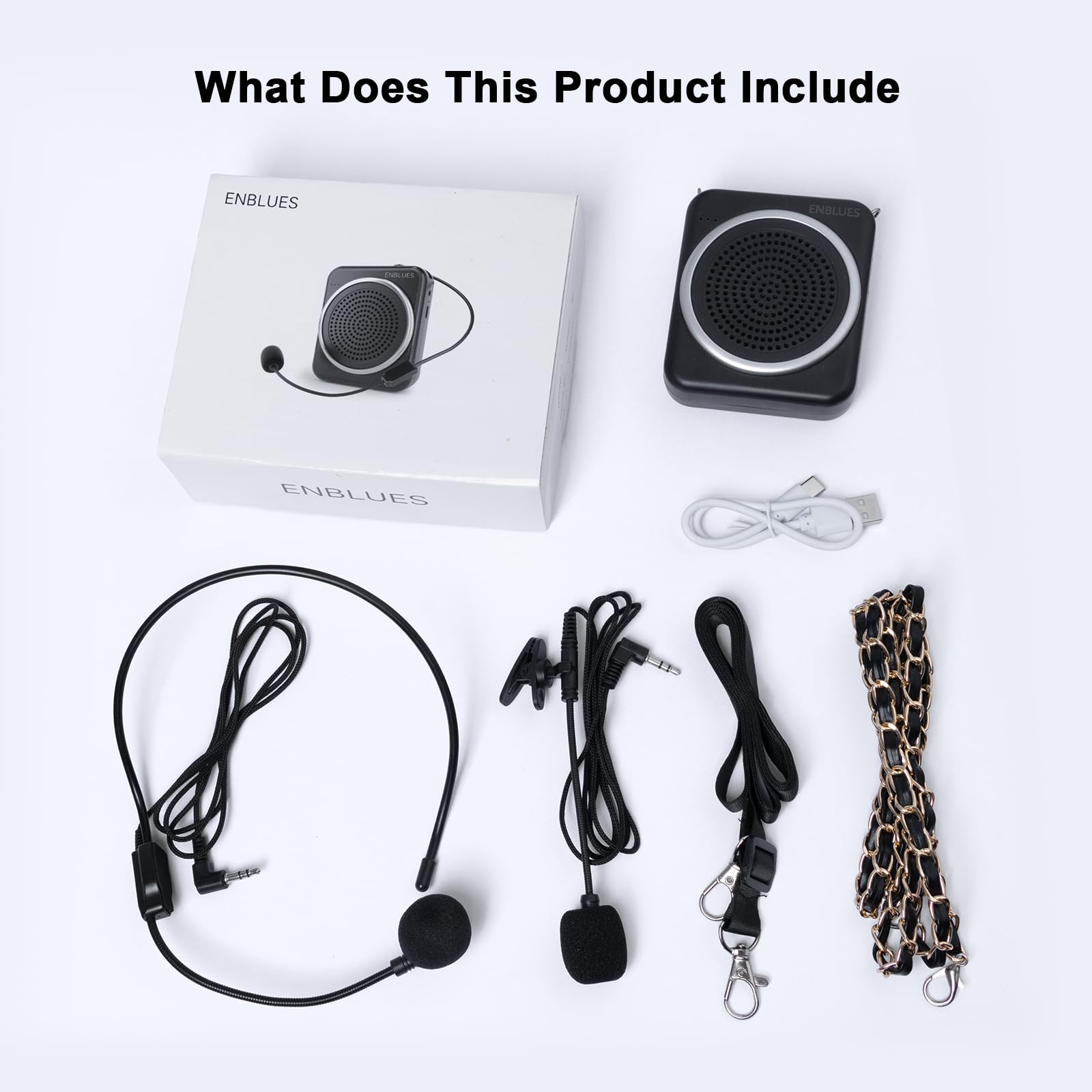 Kabelgebundenes Mikrofon Sprachverstärker für Lehrer, 15W 2800mAh Tragbarer Lautsprecher für Klassenzimmer, Training, Tourführer, Yoga, Outdoor, (Schwarz)