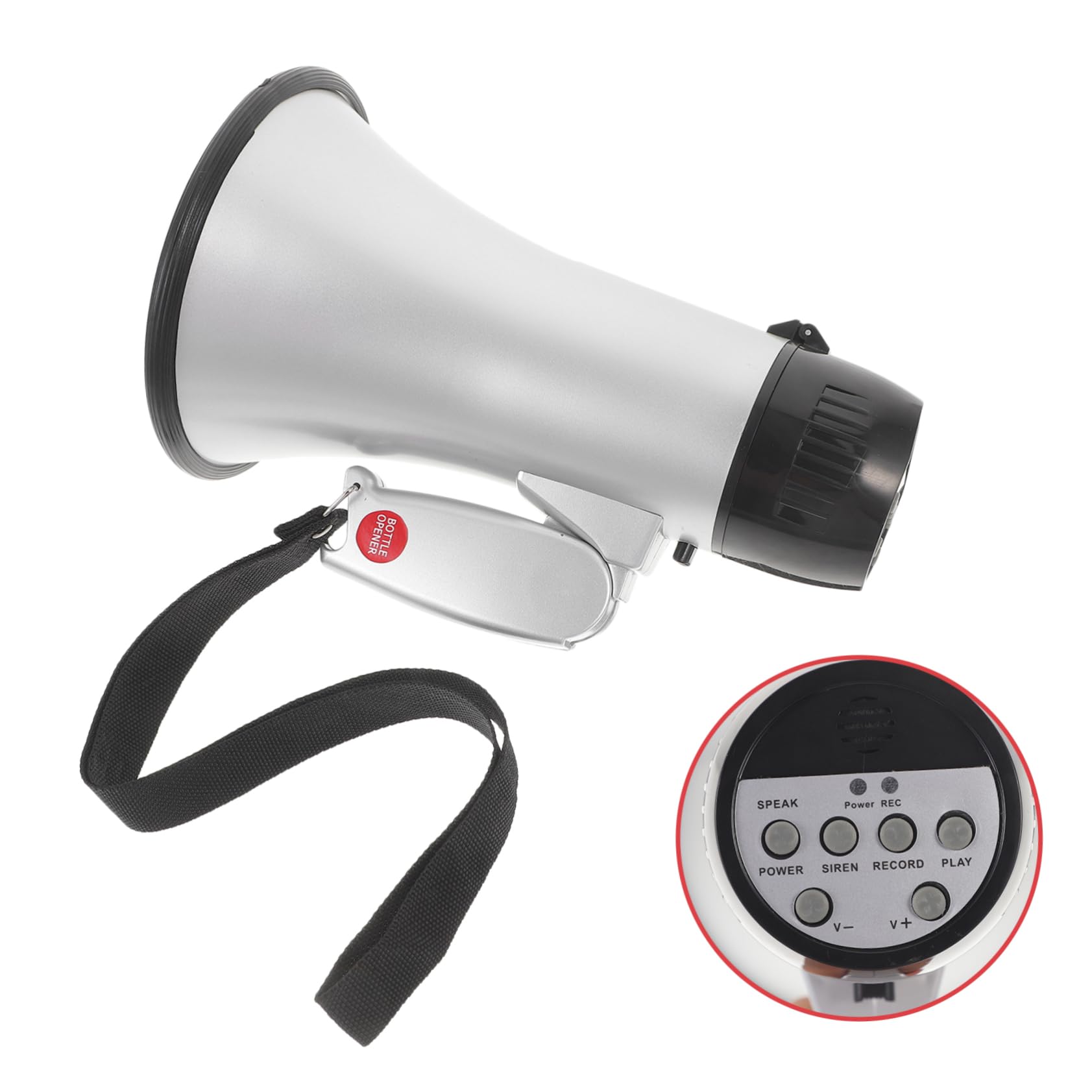 Toddmomy Handmegafon 25w mit Aufnahmefunktion, Tragbar, Leicht, Silber, Abs
