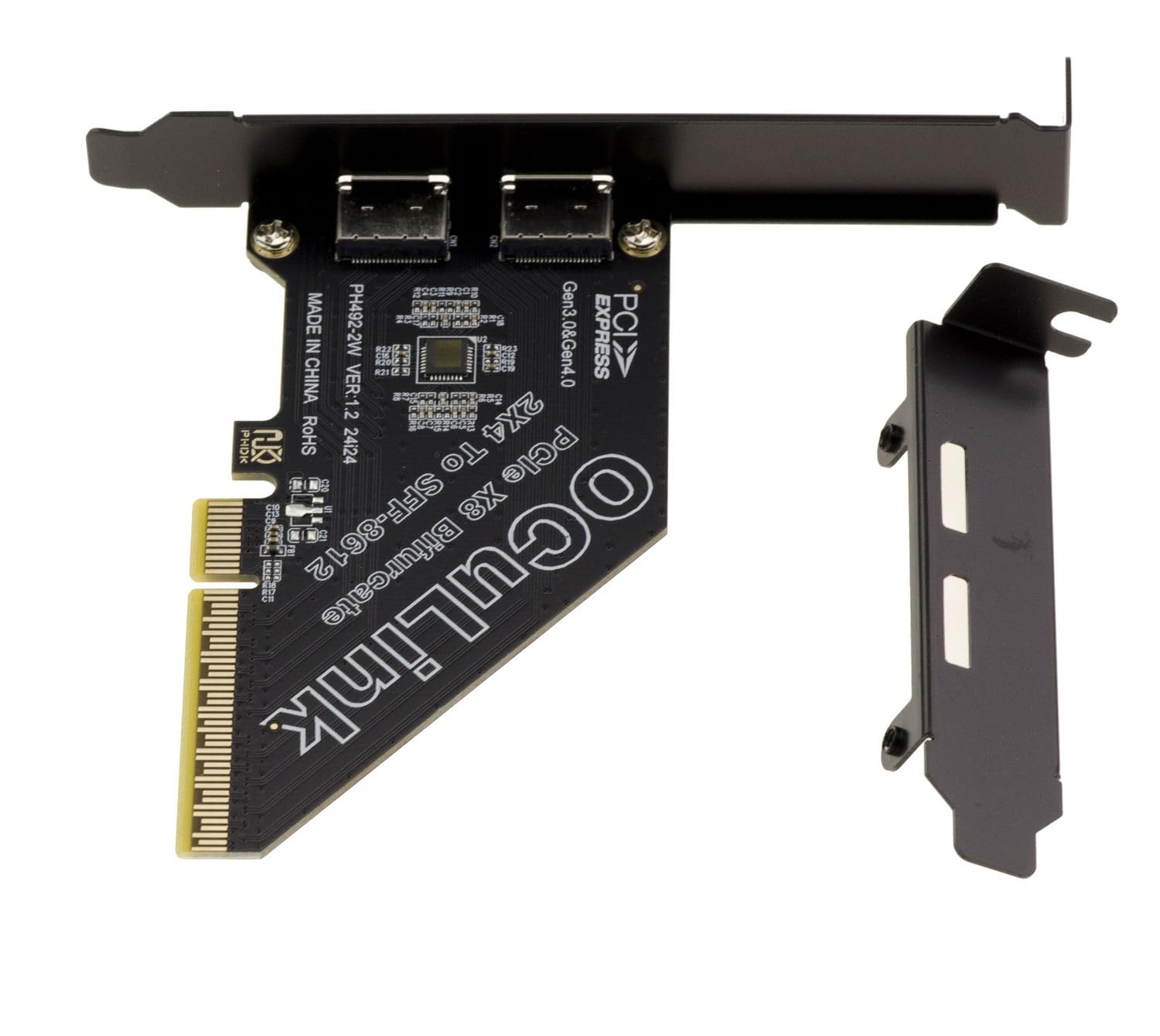 KALEA-INFORMATIQUE Carte PCIe Gen4 x8 vers 2 Ports Oculink | Carte PCIe Gen4 vers 2 ports Oculink pour bifurcation
