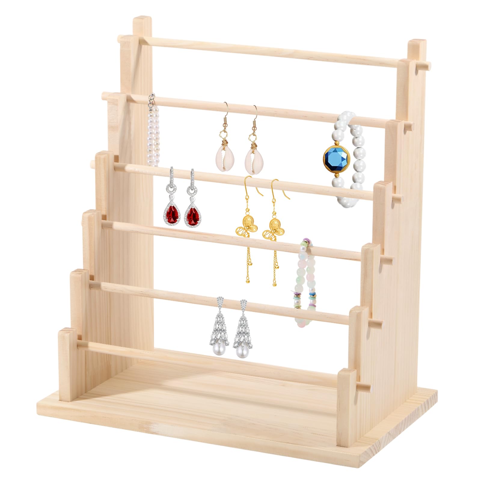 Présentoir à bijoux haut de gamme en bois amovible 6 niveaux pour colliers et bracelets