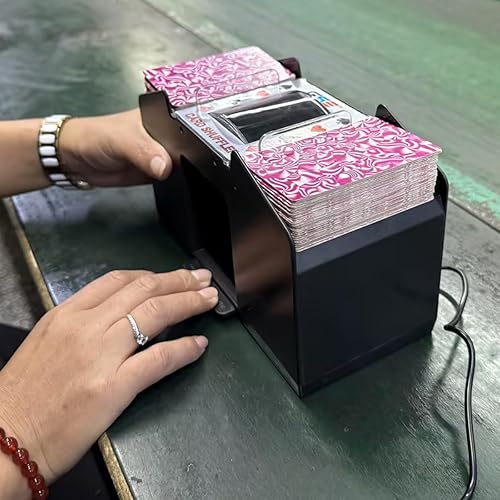 Miniatura 6 de GSE Games & Sports Expert Barajador automático de cartas de 4 barajas, enchufe de alimentación y máquinas barajadoras a batería para jugar a