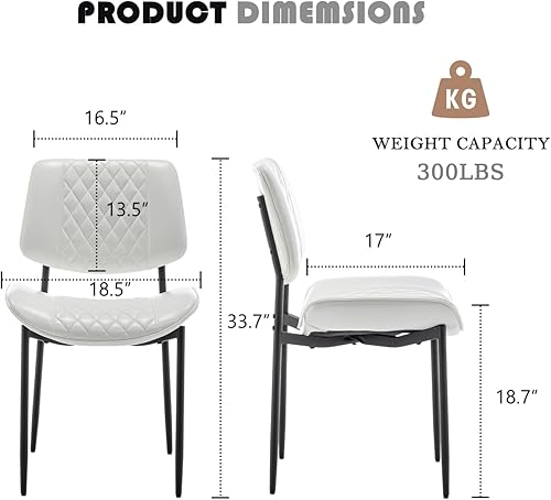 Miniatura 5 de Juego de 2 sillas de comedor modernas, sillas de comedor de cuero con patas de metal, sillas de comedor tapizadas para comedor, cocina, tocador