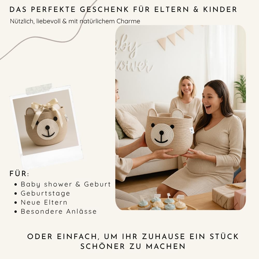 BELMIN Aufbewahrungskorb Kinder aus Baumwolle – Formstabiler, Waschbarer Wäschekorb für Spielzeug & Kuscheltiere, Ideal für Kinderzimmer & Babyzimmer – Stilvoll & Praktisch für Eltern