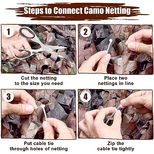 iunio Camo Netting Camouflage Netting, Camo Net Bulk Roll Camouflage Mesh Nets for Hunting Blind Deer Stand Military Party Decorations Sunshade Shooting (Bionic Tree Camo, 9.84ft*9.84ft/3m*3m) - Thumbnail 7