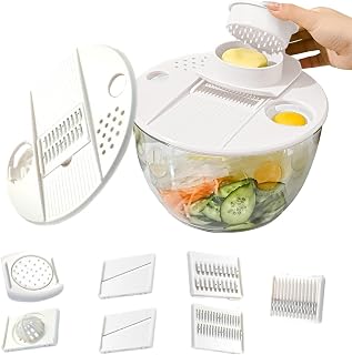 Generic Salad Spinner | Salad Spinner Vegetable Dryer Grater Slicer | Multifunctional Kitchen Dryer Color Grater Washing Bowl for Cucumber Ginger Garlic Potato Veggie Food Preparation