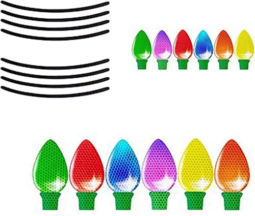 Ajxn 20 calcomanías de Navidad para automóvil, bombillas grandes y pequeñas, calcomanías reflectantes de decoración de Navidad, líneas divertidas,