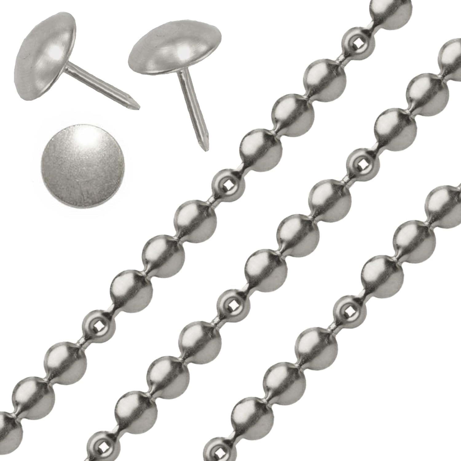 Falcon Workshop Supplies 5 Meters Of Upholstery Nail Stud Strips Nickel Plated Finish Inculding Nails For Sofa, Settee Or Chair