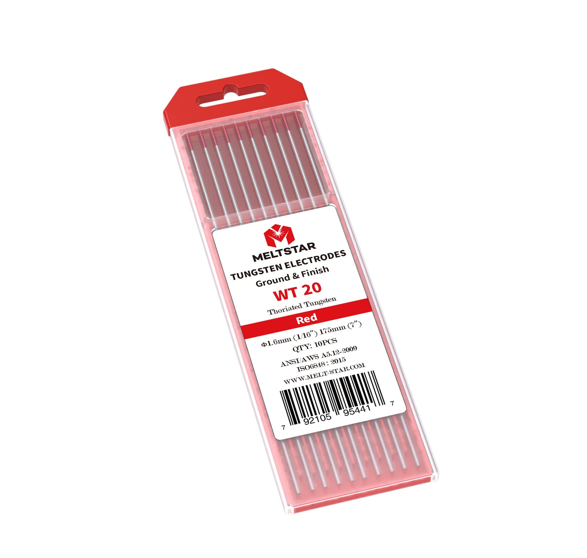 Meltstar Tig Welding Tungsten Electrodes Red Tungsten 1/16” x 7