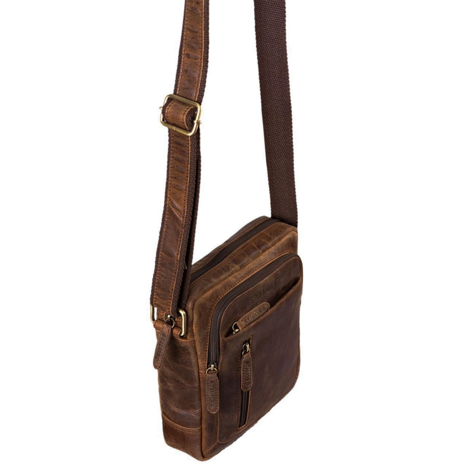 STILORD Jamie Petit Sacoche Homme Bandouliere Cuir Véritable, Compact pour Le Quotidien et Les Voyages - Sac en Cuir ou a Main pour Homme - Sac à Bandoulière pour Hommes Couleur:girona - Marron