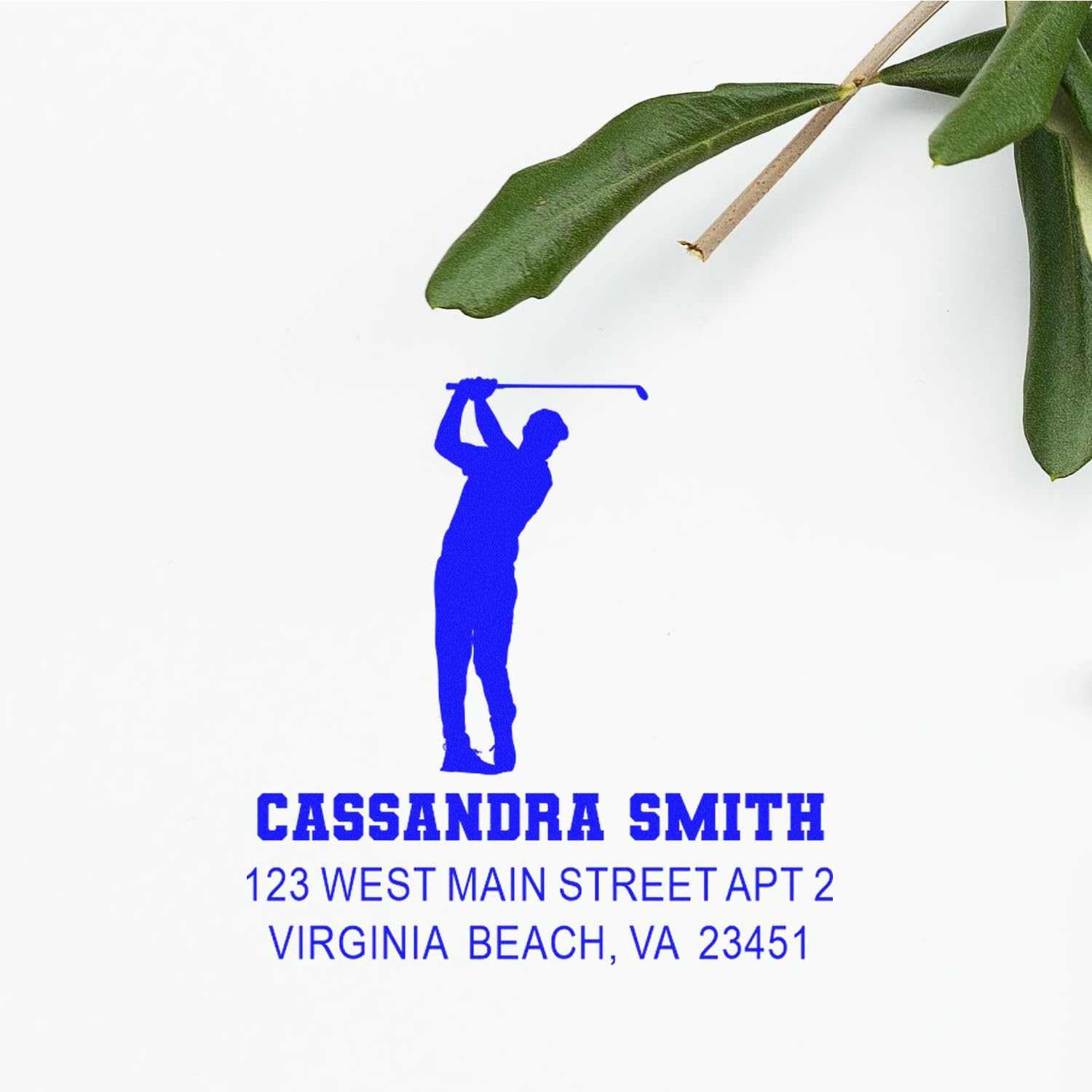 Pocket Size Slim Pre Inked Return Address Stamp Golf Swing Silhouette