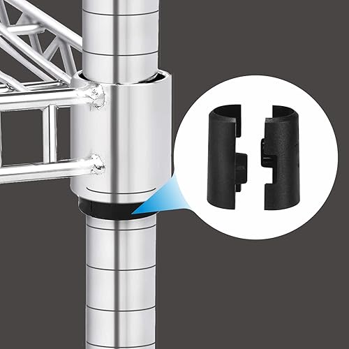 Miniatura 7 de Paquete de 52 clips de alambre para estantes, clips de bloqueo de estante negros para estantes de poste de 34 pulgadas, fundas de plástico de