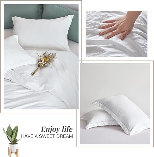 Miniatura 5 de MILDLY - Juego de funda de edredón supersuave de 3 piezas, 100% microfibra lavada, con cierre de cremallera y lazos en las esquinas, blanco (sin