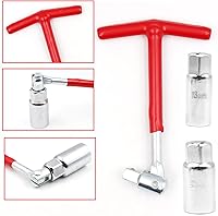 Vista 3 de Llave de enchufe de bujía universal con mango en T, enchufe de 0.630 in 0.827 in (rojo)