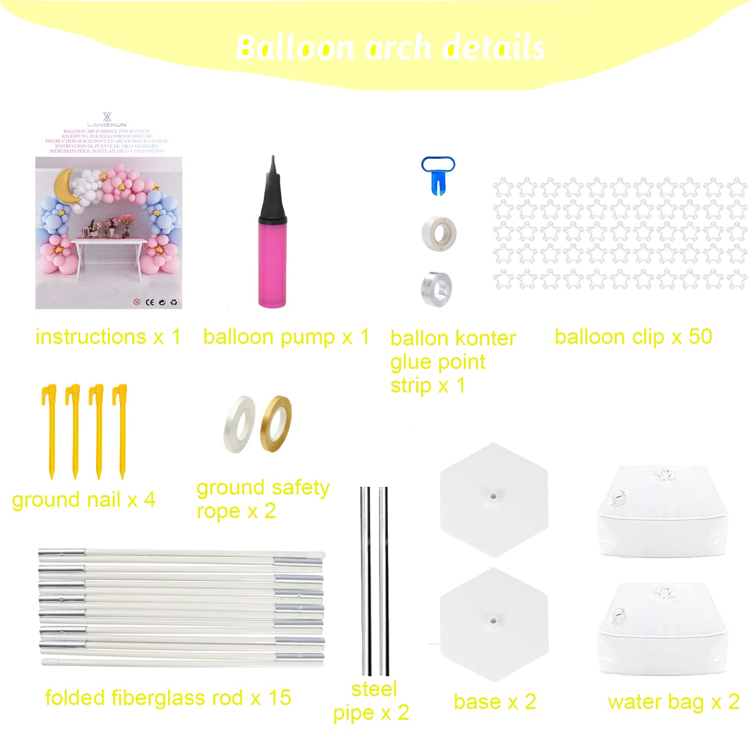 CZCPARY Arco Palloncini Struttura, Kit Arco Semicircolare, Struttura per Palloncini con Base, 2,7m Arco Palloncini per Matrimoni/Compleanni, adatto per feste, Natale