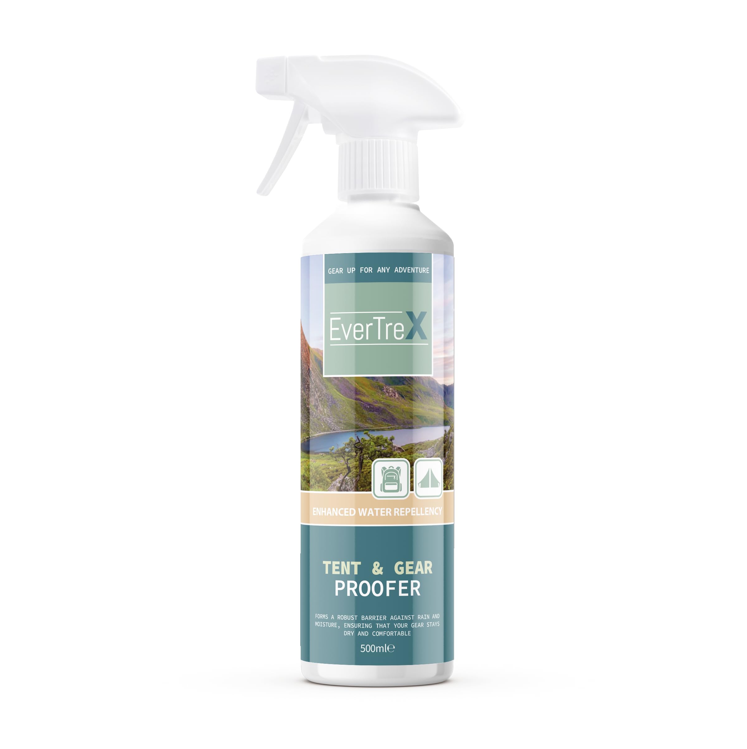 EverTreX - Tent & Gear Proofer Spray | Textile Shield Waterproofer for Wet Weather Hiking Equipment | Works with Gore-Tex- 500ml