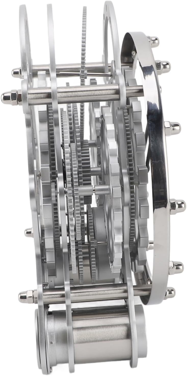 European Mechanical Gear Clock, Imaginative 2 Foot Rotating Gear Desk Clock, Metal Analog Clock for Living Room, Study, and Office Decor