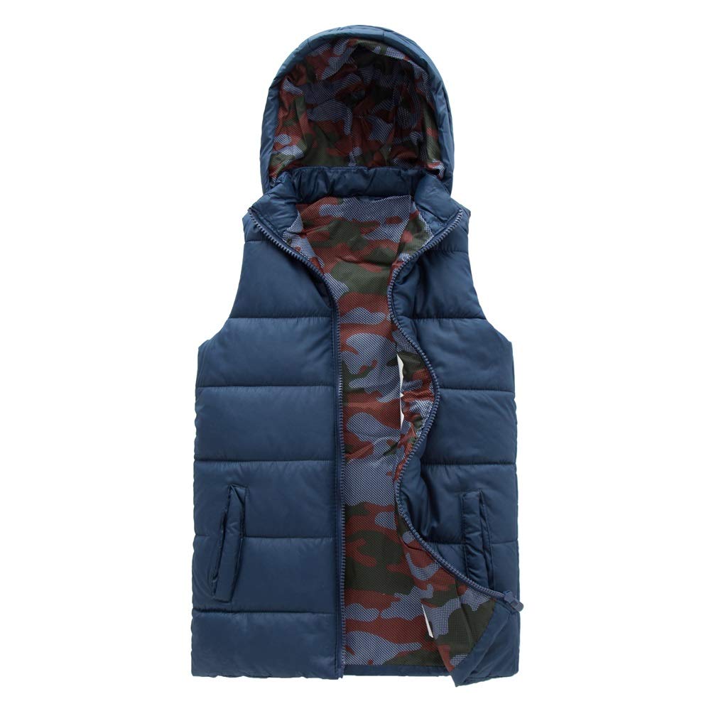 SNOW DREAMS Boys Puffer Vest Hooded Quilted Outwear Sleeveless Jacket Lined Zipper Waistcoat