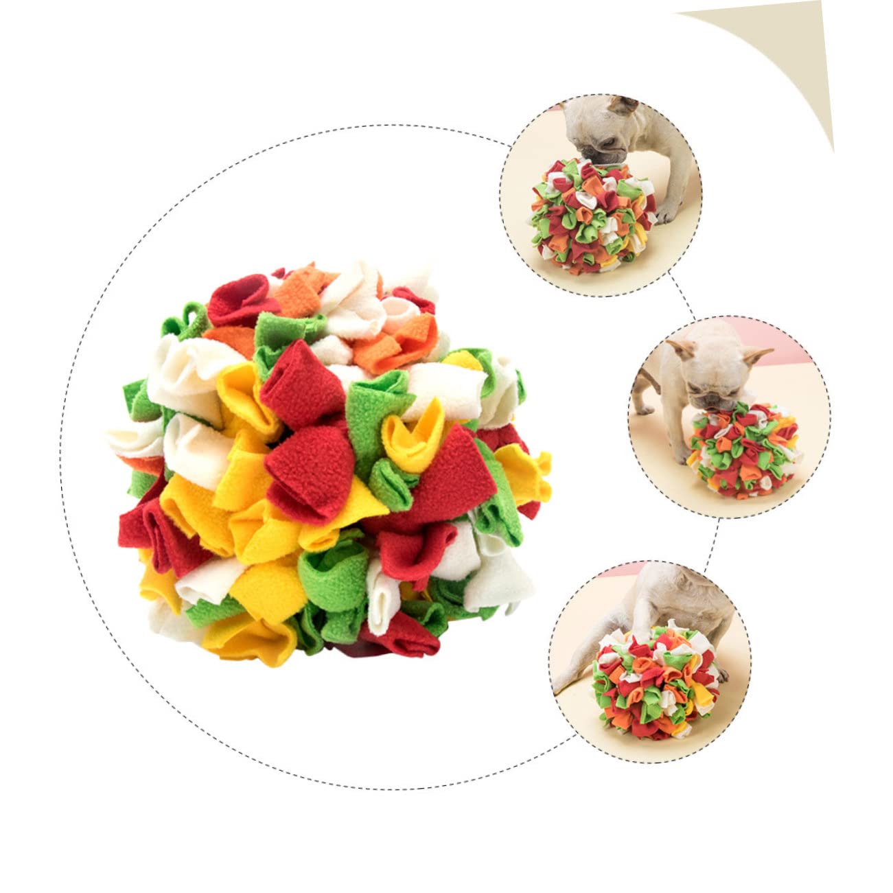 FRCOLOR Interaktiver Schnüffelball für Hunde aus Robustem TPR und Fleece Bissfest Waschbar Fördert Langsames Fressen und Geistige Beschäftigung Geeignet für Kleine und Mittelgroße