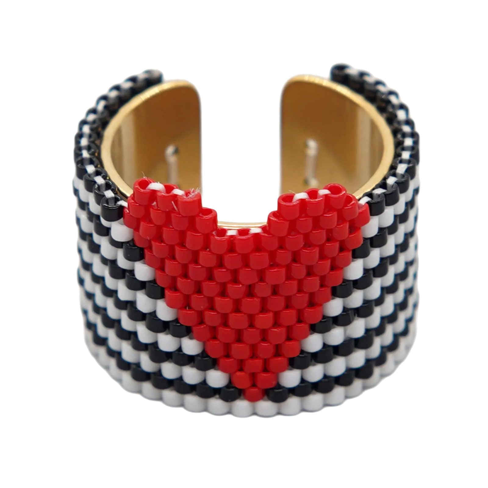 Unique Sequined Heart Hoop Old Beads Nonconformist Fashion Rustless Artisanal Jewelry for Women Handicraftsman Nonconformist Accessories