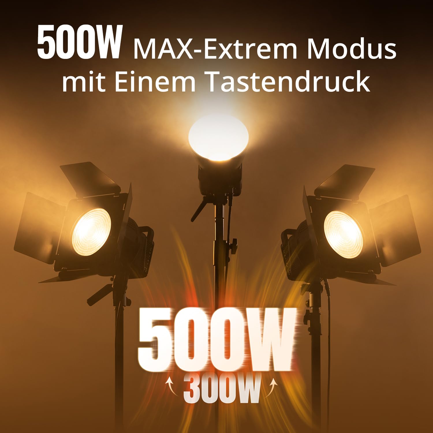 ZHIYUN Molus G300 [Official] Videolicht 300W, COB LED Videoleuchte mit Bowens Mount, Bi-Color Streaming Licht mit 60900 Lux/ 2700~6500K/ CRI≥95/ TLCI≥97/ APP Control, Ultraleise Video/Foto Licht