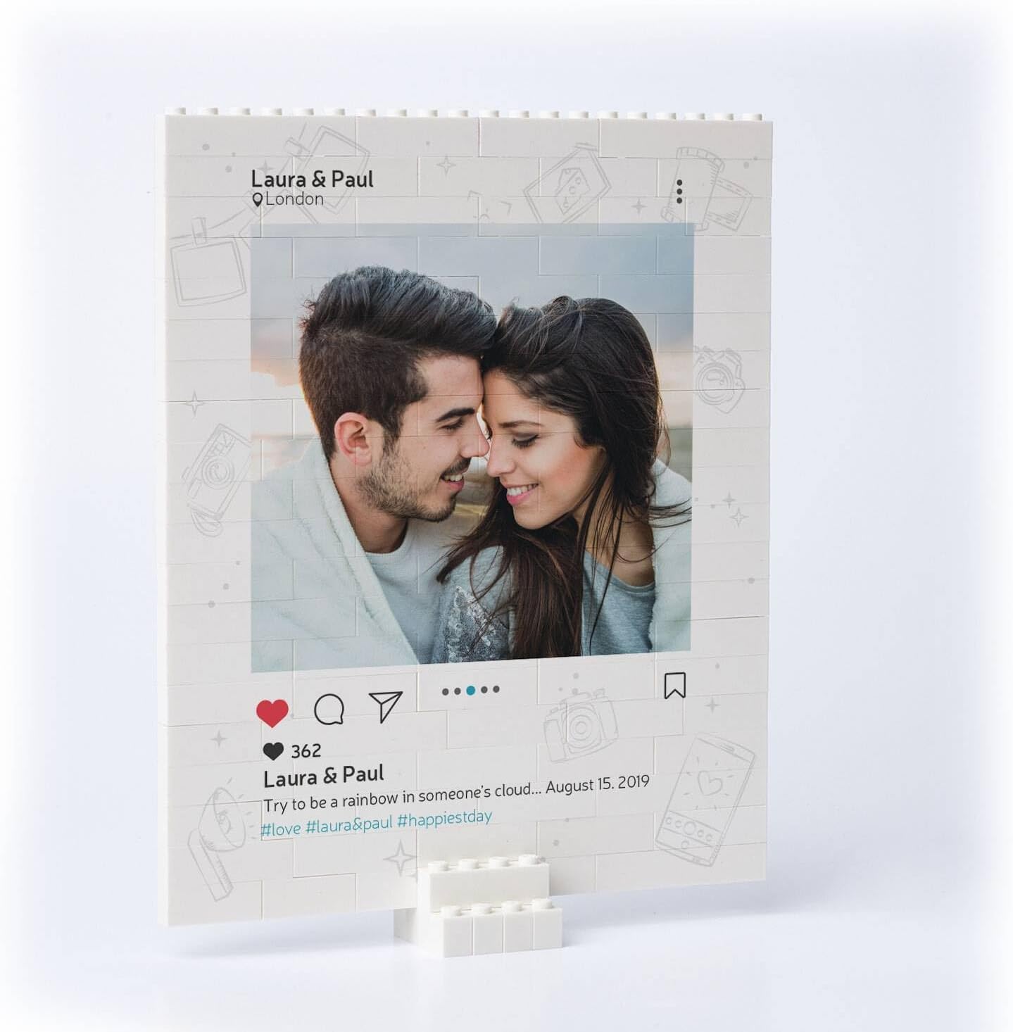 Photo Block Puzzle, Personalized Picture Puzzle, Custom Photo Puzzle, Unique Photo Gift, Building Blocks, Christmas, Anniversary, Engagement, Boyfriend, Girlfriend, (144 Piece - Photo & Text)