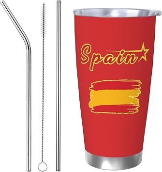 Spain 2026 Soccer Insulated Tumbler Made in USA Coffee Mug Travel Stainless Steel Cup 20Oz for Soccer Fans Gifts