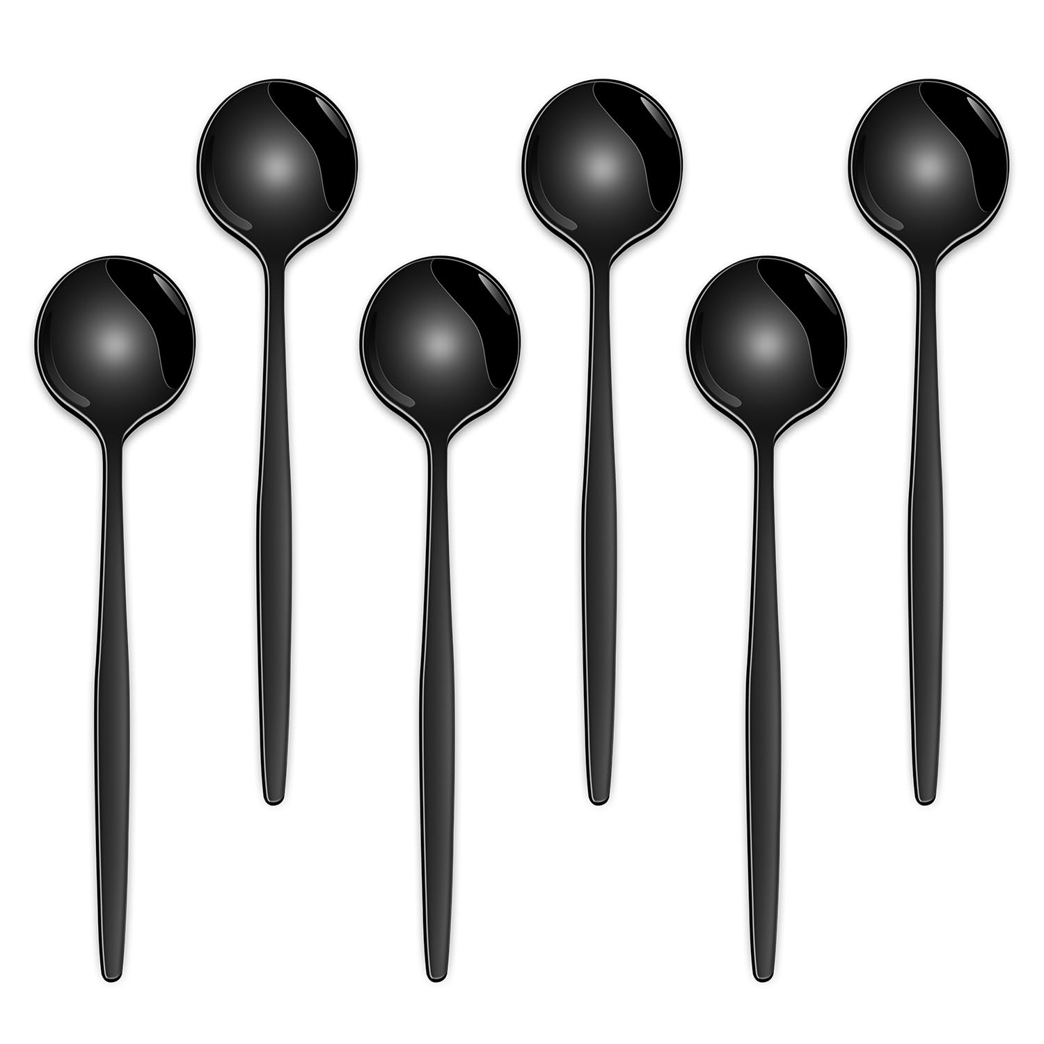 5.1 Inch Coffee &amp; Tea Spoons,6-Piece Black Stainless Steel Dessert Spoons For Cafe,Black Espresso Spoon,Cute Small Demitasse Spoon
