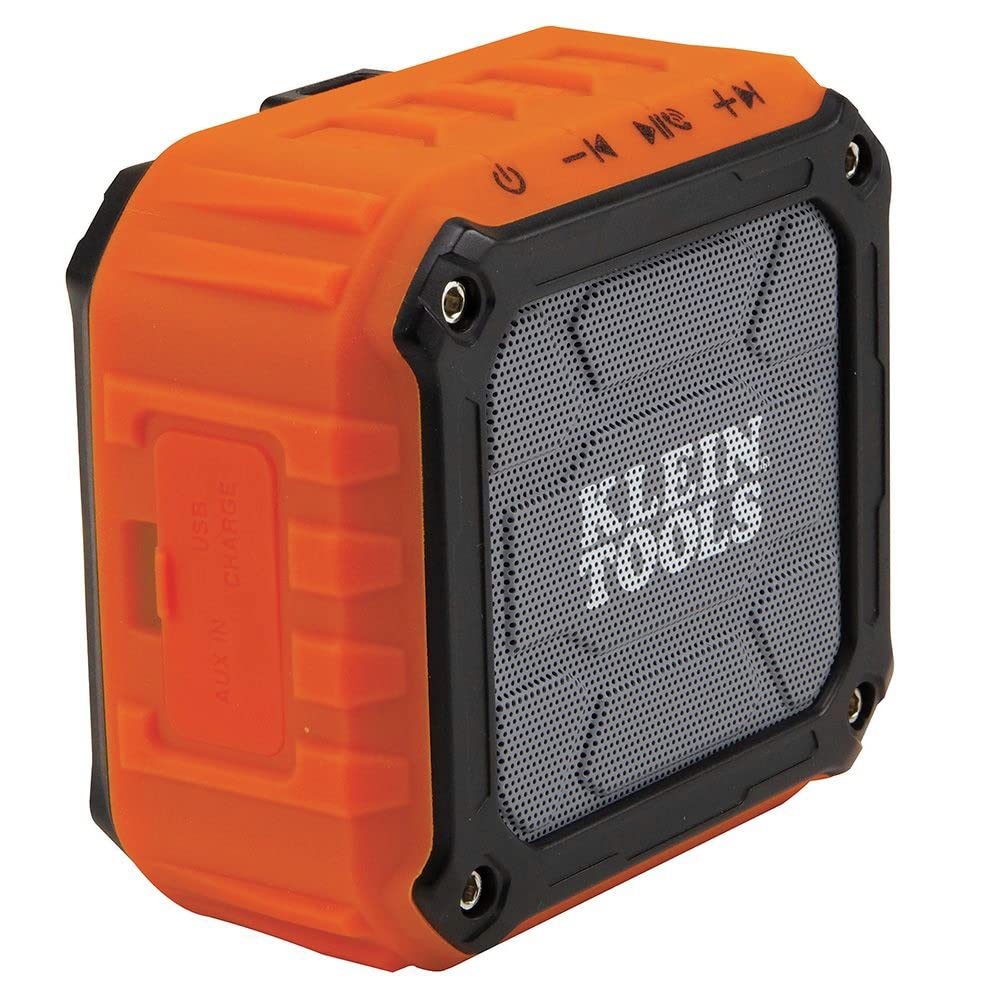 Klein Tools AEPJS1 Bluetooth Speaker Wireless Portable Jobsite Speaker Plays Audio and Answers Calls Hands Free IPX5 Worksite