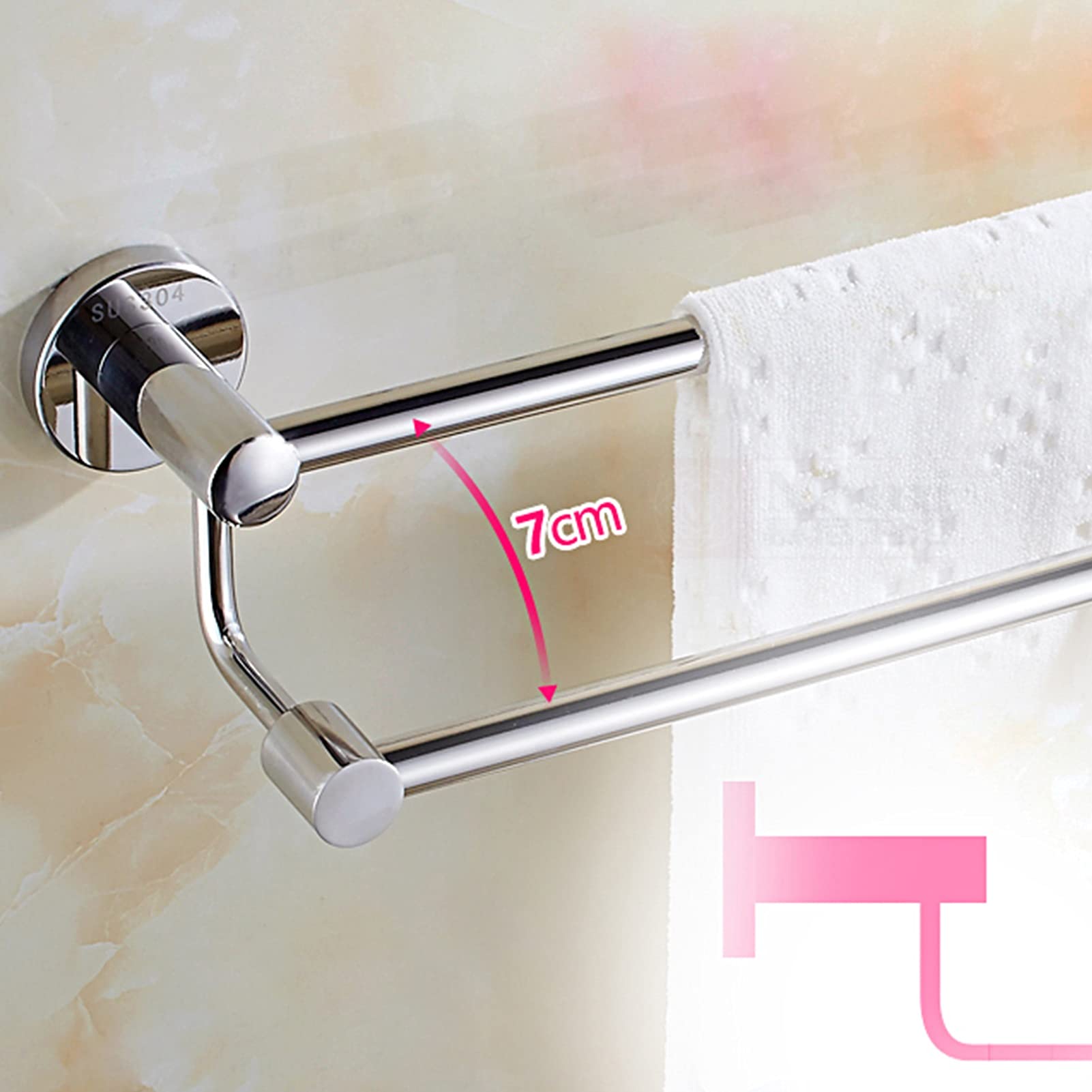 Sollbry Portasciugamani da bagno, mensola portasciugamani con doppia