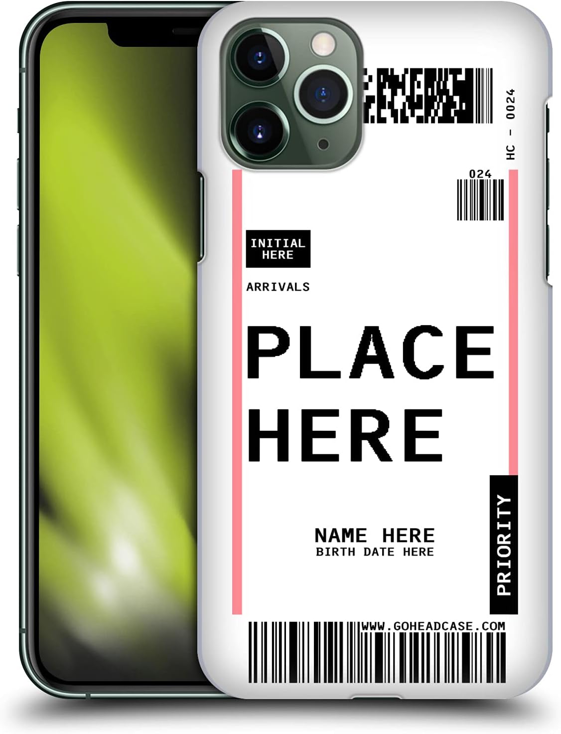 Custom Customized Personalized Luggage Tags Pink Hard Back Case Compatible with Apple iPhone 11 Pro