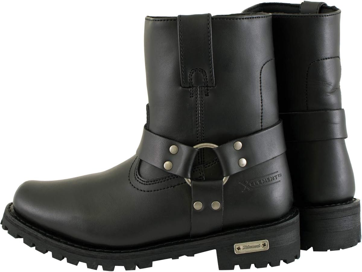 Xelement 2502 'Shorty' Women's Black Zipper Harness Motorcycle Leather Boots - 9.5 : Automotive