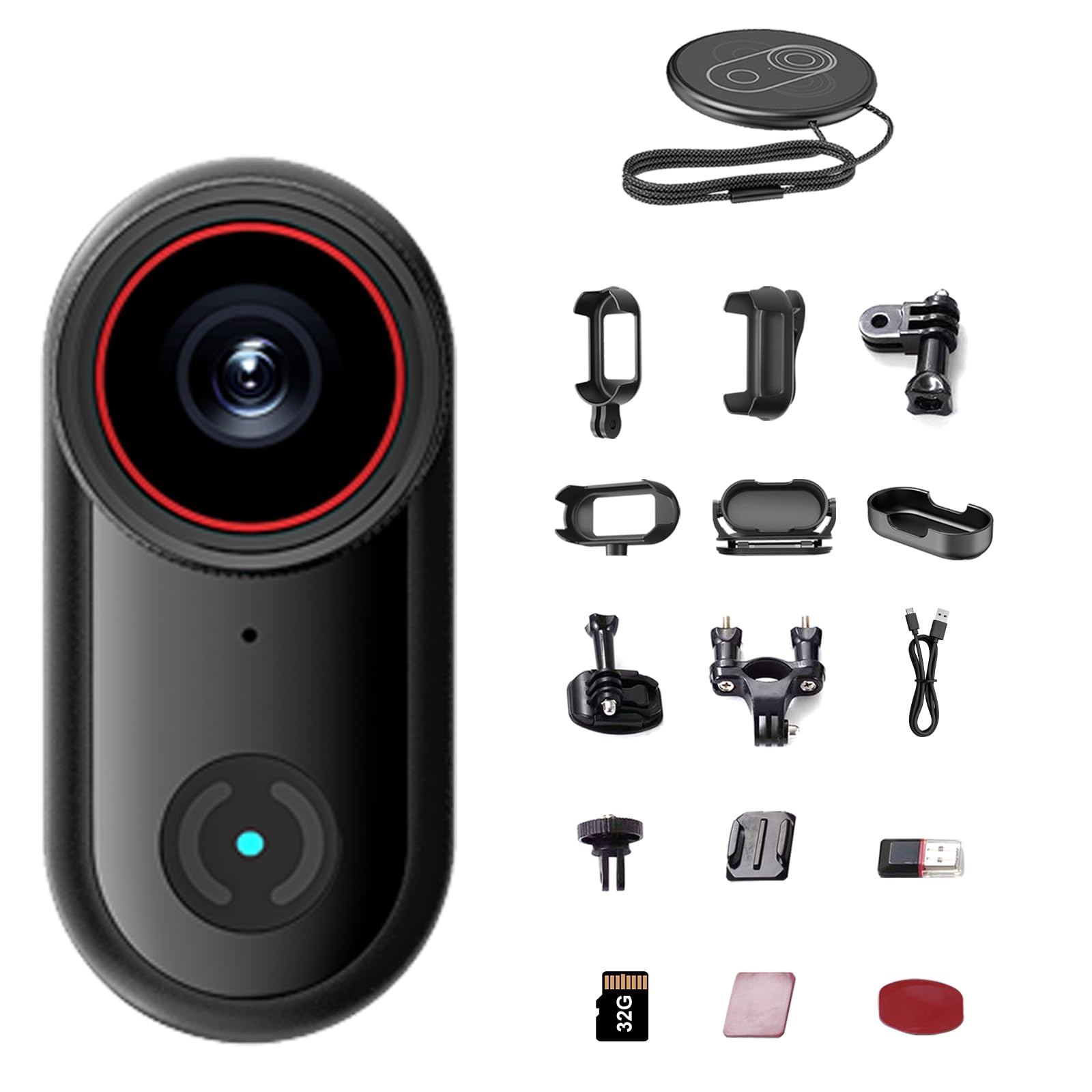 sakalaka 4K Mini Körperkamera, Tragbare Daumengroße Bodycam mit 64GB Karte, Handfreie POV Kamera, Mini Action Video Kamera, Vlogging Kamera ideal für Sport, Haustiere & Reisen