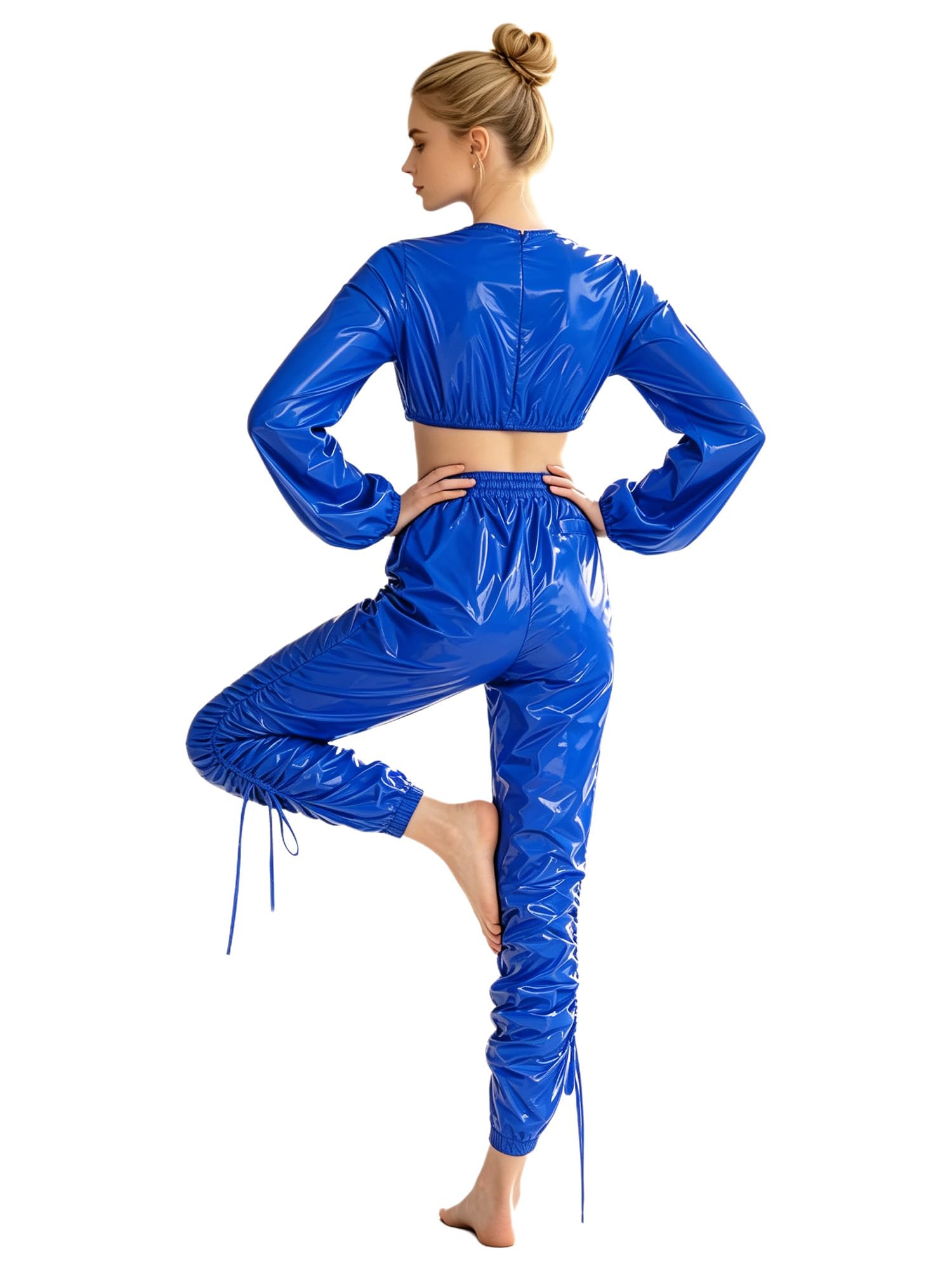 Kaerm Damski strój do sauny Crop Top spodnie do joggingu zestaw sportowy