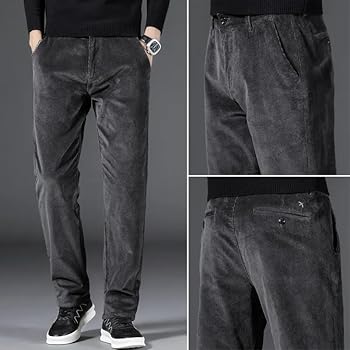 Herfst Winter Corduroy Broek Mannen Stretch Dikke Elastische Slim Fit Koreaanse Klassieke Bruin Broek Mannelijke Kleding, Fleece-zwart, 44