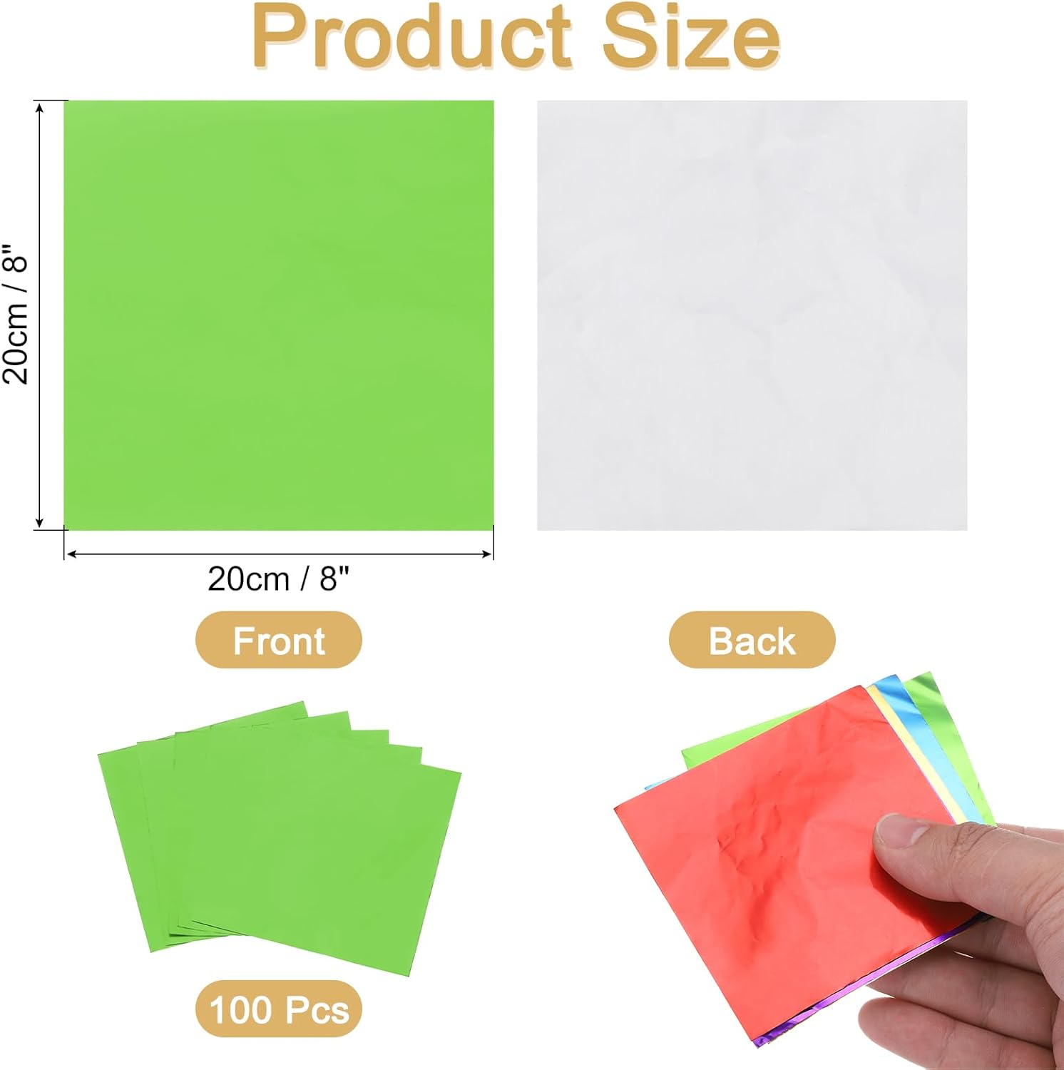 MECCANIXITY Green Foil Candy Wrappers 100 Sheets 8 Inch Chocolate Foil Wrappers for Handmade Candy Caramel Chocolate Bars