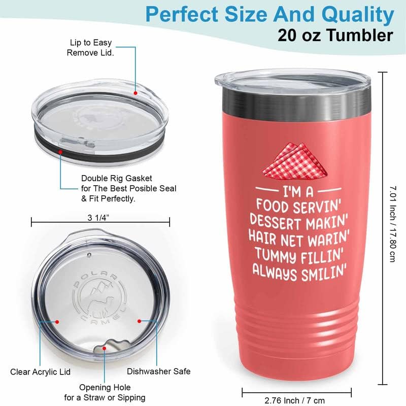 Lunch Lady Coral Tumbler 20oz - I'm a food servin' - Cook School Cafetaria Worker Lunch Lady Gifts Apron Cooker Thank You Lunch Server Gift