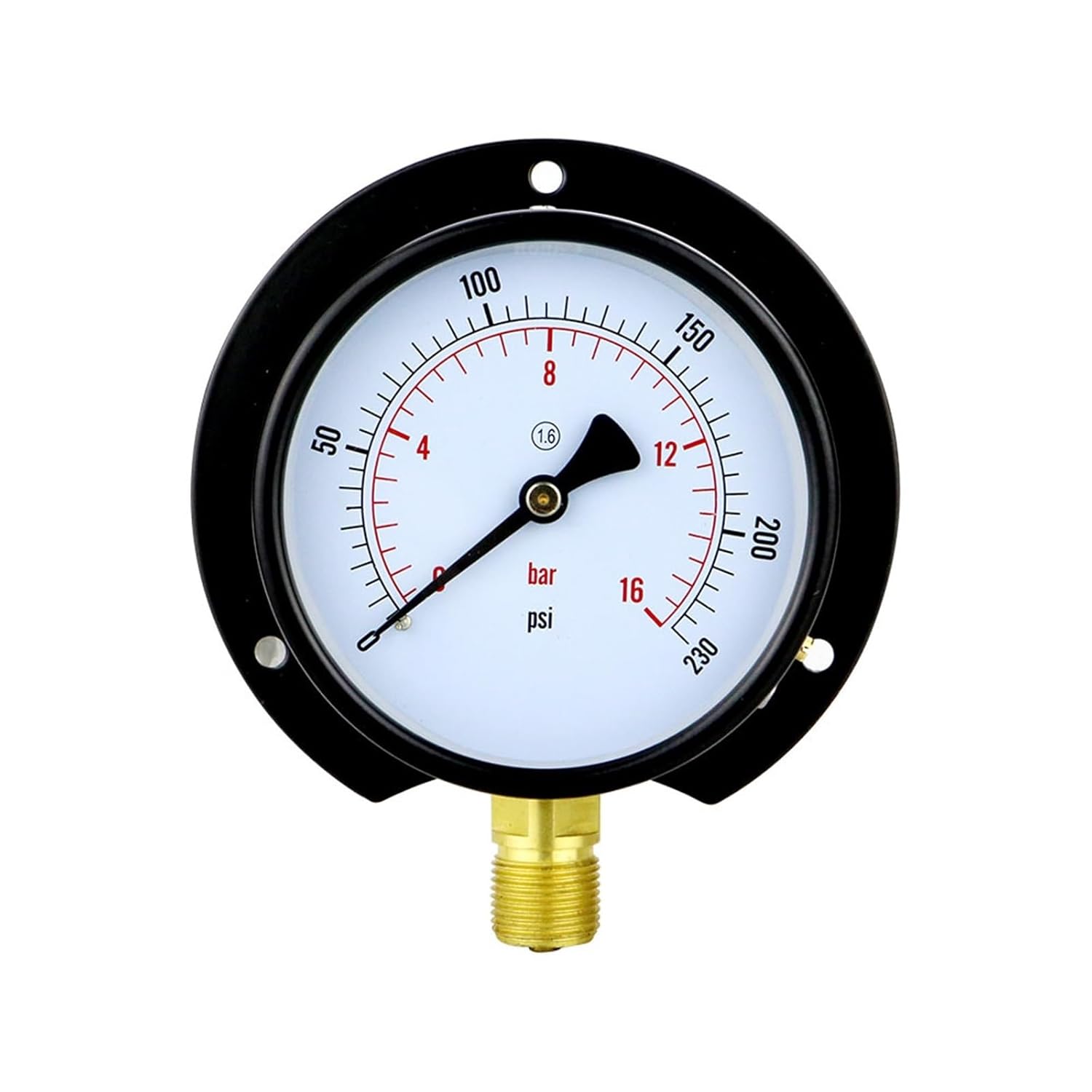 Dry Pressure Gauge 100mm 4'' -1-0-100bar Black Steel Case for Fuel Air Water Hydraulic Tester Vacuum Gauge(BSP(G) 1-2,0-160bar)