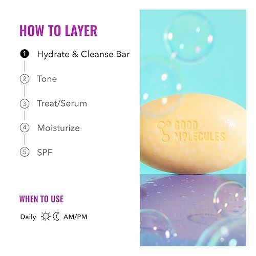 Miniatura 4 de Good Molecules Barra hidratante y limpiadora - Barra sin jabón con manteca de karité y aceite de semilla de macadamia para humectante ultra