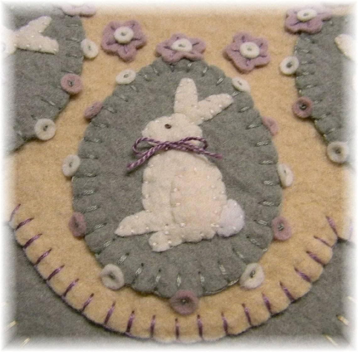 Vintage Bunnies Penny Rug Kit Pre Washed Wool Applique Kit Easter Pattern