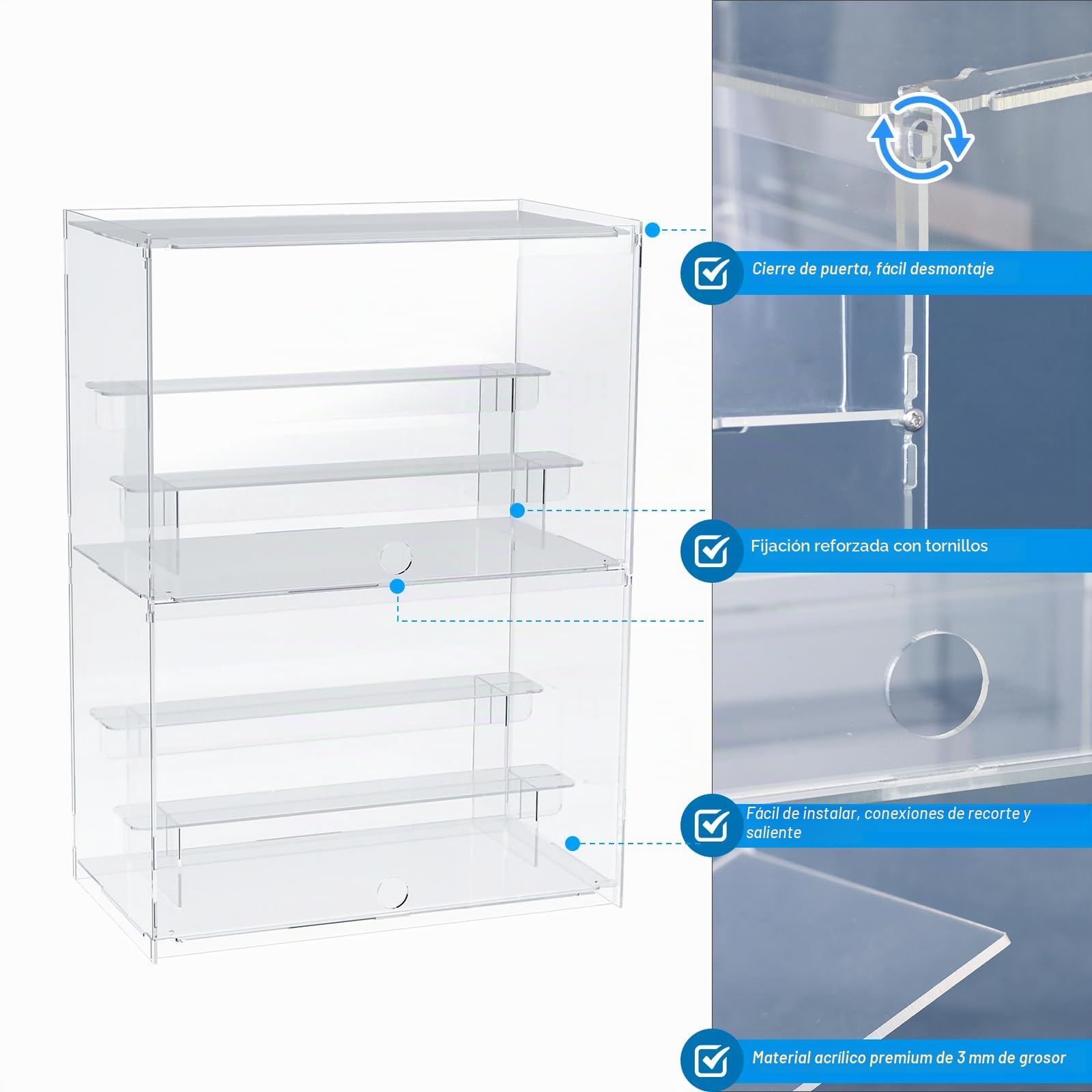 Vitrina para colección, 2 Pisos Escaparate Figura con Puerta y Estante, escaparate acrílico Transparente Caja acrílica para presentación de Figuras, Funko Pop, 30,5x17,5x42,5cm