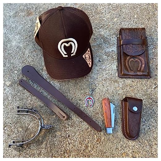 Traias country para peões kit country completo com boné capa de celular canivete bainha para o canivete espora correia e chaveiro feitos de materias super resistentes imperdivel (Marrom)
