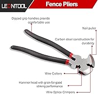 Vista 2 de Alicates de esgrima multiusos con 2 cortadores de alambre, extractor de clavos para instalar mantenimiento de reparación de vallas de alambre