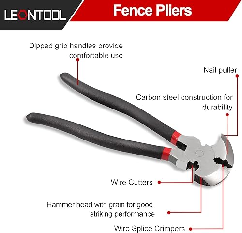 Miniatura 2 de Alicates de esgrima multiusos con 2 cortadores de alambre, extractor de clavos para instalar mantenimiento de reparación de vallas de alambre