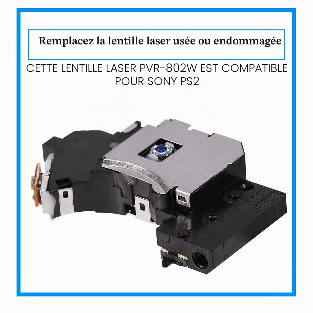 Lentille Laser pour PS2, Lentille Laser De Console De Jeu De Remplacement, Kit De Pièces De Réparation De Tête De Lentille Laser De Remplacement PVR-802W pour Sony PlayStation 2 PS2